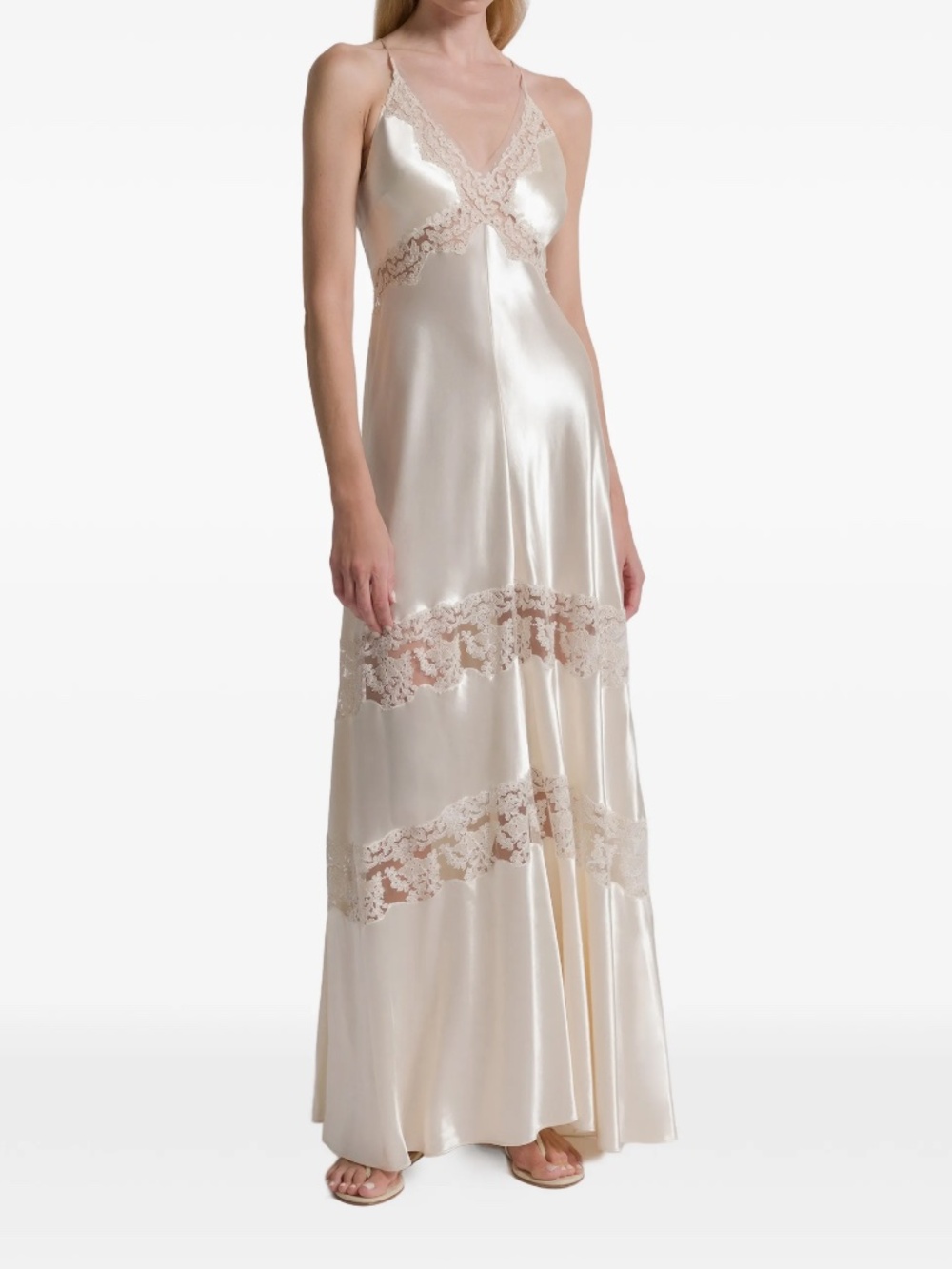 Alberta Ferretti Lace Panel Bridal Wedding Dress, Size Small - Picture 2 of 9